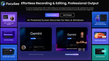 FocuSee transforms traditional screen recording with AI-powered editing that works in real time.