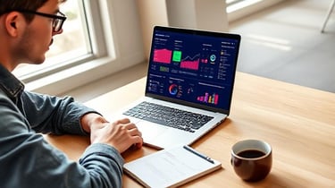 Person analyzing social media data on a laptop.