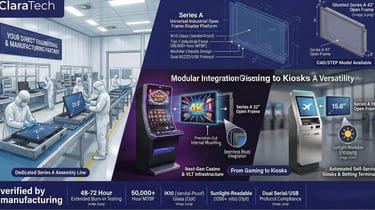 ClaraTech Series A slot replacement monitor for legacy casino cabinet upgrades.