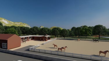 Muğla'nın Bodrum ilçesinde içerisinde at çiftliği ve müstakil evlerin bulunduğu inşaat projesi.