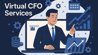 Illustration showing virtual CFO service dashboard and planning