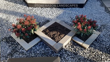 Tripple Diamond Dynamic Raised Modern Planters Front Garden