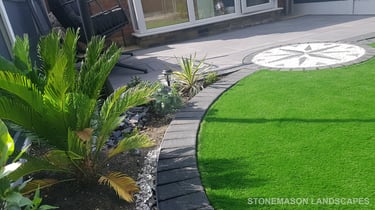 Exotic Modern Dynamic Designer Circle Lawn Tropical Small Garden