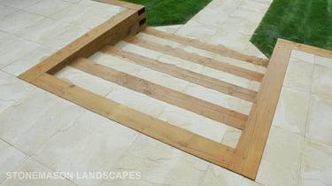 Large multi-level tiered garden makeover, sleeper retaining wall and steps elevated garden
