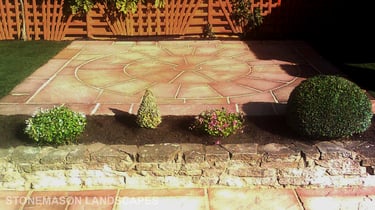 Sandstone Circle with square kit terrace patio