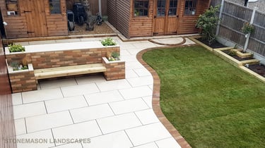 Colourful Garden Makeover Brick Seating Planer Bar Romford, Hornchurch, Upminster, Brentwood