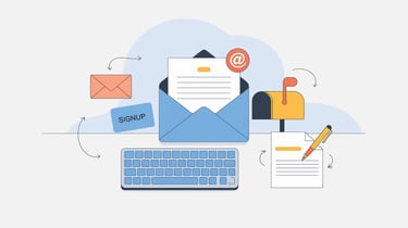 a graphic illustrating communication via newsletter