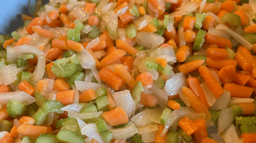 Softening some veggies prior to crock pot slow cook. For FlavorfulBites dinner detail page. Chili Veggie