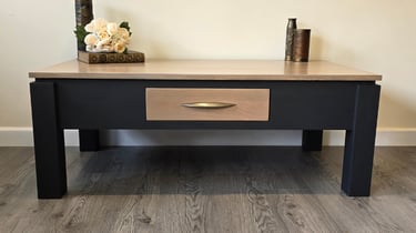 Coffee painted in Fusion - Ash and a stained wood top and drawer by Julia - Absolutely Mintage