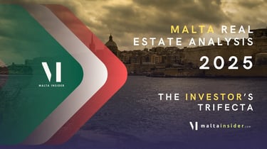 Malta Real Estate Analysis 2025 report showing the Valletta skyline and Mediterranean harbor.
