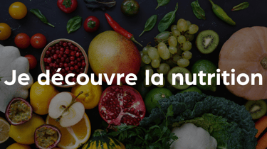 fond avec des aliments et l'annotation "je découvre la nutrition"