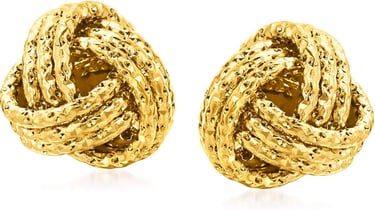 Prom Idea Italian 14kt Yellow Gold Textured Love Knot Earrings