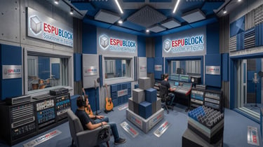 Estudio de grabación profesional equipado con paneles de espuma acústica Espublock y soluciones de i