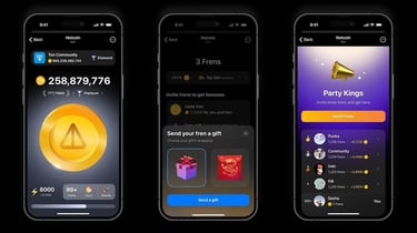 Interfaz del juego Notcoin en Telegram mostrando la mecánica de Tap-to-earn para ganar tokens $NOT