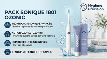 PACK SONIQUE 1801 OZONIC comprenant un dentifrice Ozonic et une brosse à dents sonique