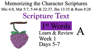 1st Words Learn/Review A (Days 5-7)