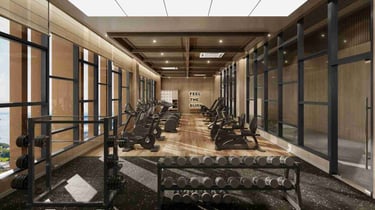 Sky gym overlooking Johor Bahru skyline near RTS station