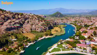 a river with a boat in the water