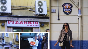foto da autora na pizzaria de michele em Nápoles