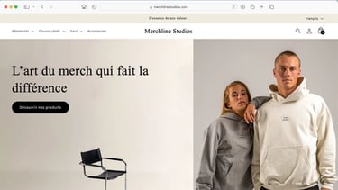 Page d'accueil du site MerchLineStudios.com