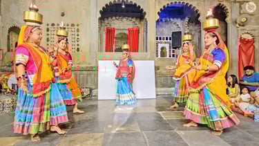 Rajasthan Chari dance performance at Bagore Ki Haveli in Udaipur Rajasthan India.