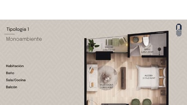 Pinares garden Pereira tipología 1 monoambiente