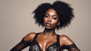 Close-up of a creator confidently posing for a photoshoot in a vibrant studio.