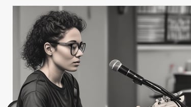 A vibrant classroom setting with students engaged in songwriting.