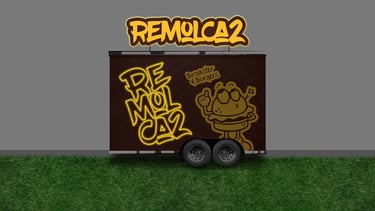 Vista posterior de noche de carro de comida rápida de Remolca2 Foodtruck