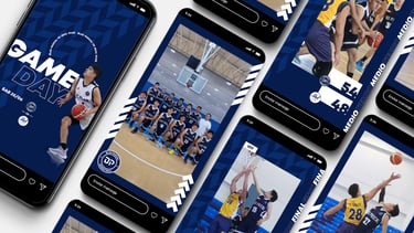 Mockup de historias de Instagram del equipo Blas Pascal Basketball