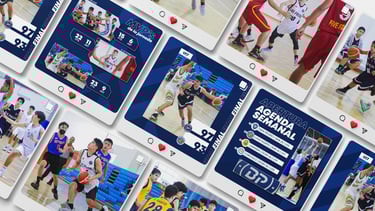 Mockup de publicaciones de Instagram del equipo Blas Pascal Basketball
