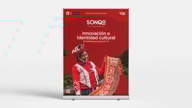 Mockup de roll up informativo de Sonqo Textilería Ancestral