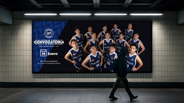 Valla publicitaria convocatoria del equipo Blas Pascal Basketball