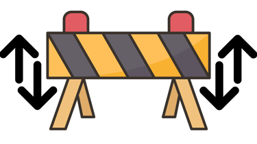 a road barrier sign with arrows