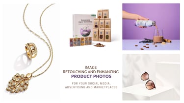 Professional retouching and enhancement of product photos for social media, advertising, marketplace