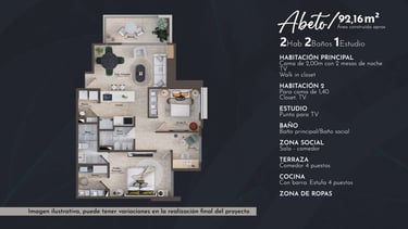 Arvore, Tipología de apartamento Abeto 2 alcobas en Pereira