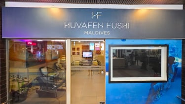 Huvafen Fushi Maldives airport lounge