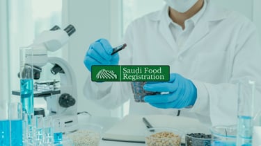 Saudi Food Registration logo with chemical residues, representing MRL