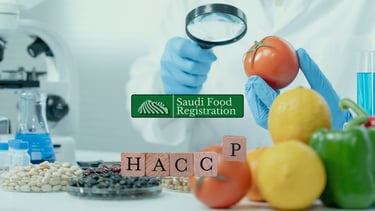 Saudi Food Registration Logo with HACCP Certification background