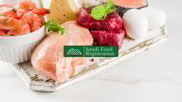 Saudi Food Registration Logo with Animal-Based Ingredients for Halal Certification