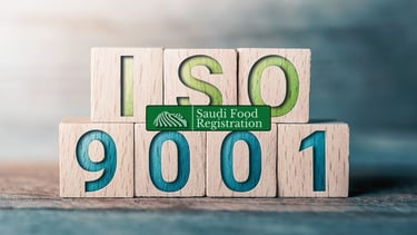 ISO 9001 Certificate Behind Saudi Food Registration Logo