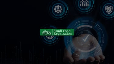 Hand with digital checkmark and icons representing regulatory intelligence services to prevent SFDA rejection in KSA.