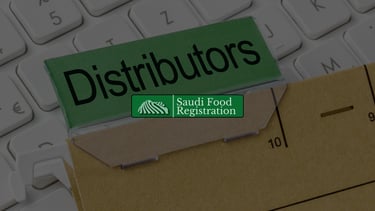Distributor file folder with Saudi Food Registration logo, symbolizing SFDA distributor switching in Saudi Arabia.