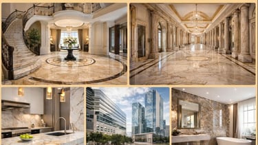 تنفيذ وتركيب الرخام للفلل، القصور، المطابخ، الحمامات، وكبرى المشاريع