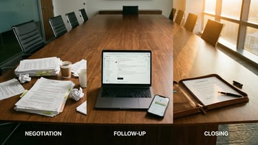 The stages of successful business negotiation and closing rounds.