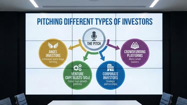 Pitching different types of investors infographic slide.