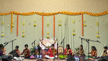 A picture of chidren performing in Tyagaraja Aradhana event