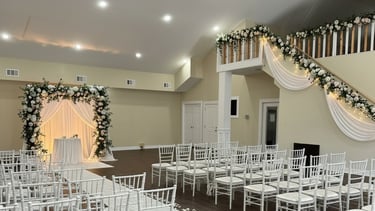 Wedding ceremony setup inside an Atlanta event space
