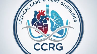 Critical Care Recent Guidelines CCRG logo featuring a heart and lung illustration for medical education.