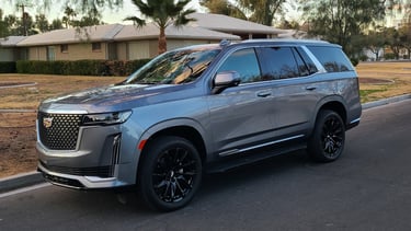 Clean Cadillac shining after professional mobile exterior car detailing in Las Vegas